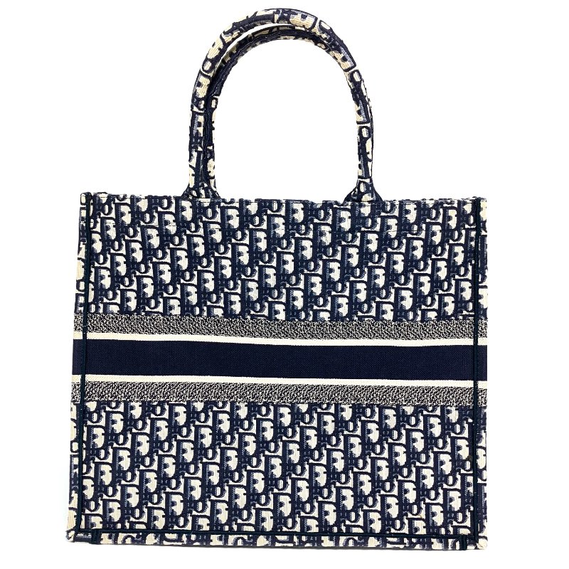 △ Christian Dior 迪奧 Navy And Beige Canvas Book Tote Bag #L 深藍色和淺褐色帆布托特袋#L - 257015167-2