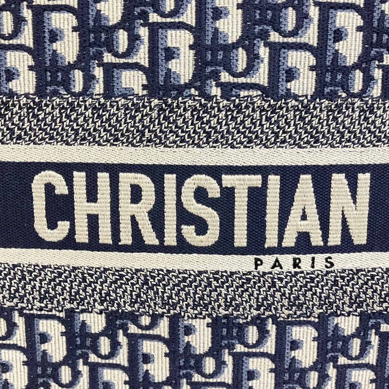 △ Christian Dior 迪奧 Navy And Beige Canvas Book Tote Bag #L 深藍色和淺褐色帆布托特袋#L - 257015167-13
