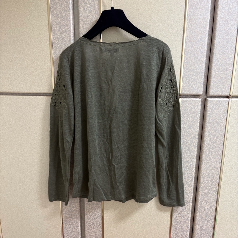 32）IF Paris軍綠色棉麻長袖上衣 M-L可穿 全新含吊牌原價7980-1