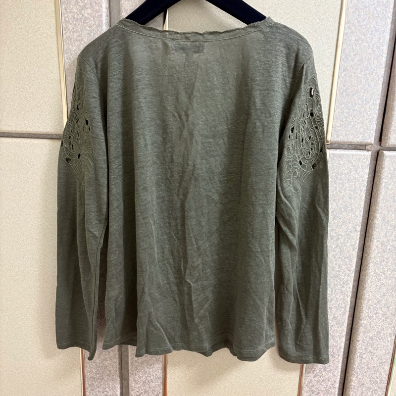 32）IF Paris軍綠色棉麻長袖上衣 M-L可穿 全新含吊牌原價7980-7