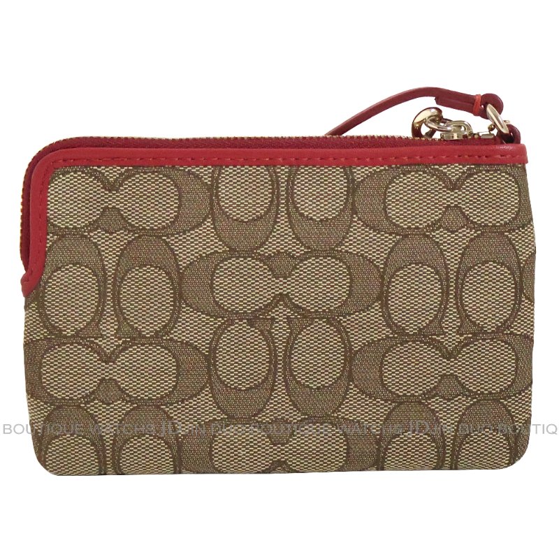 金鐸精品~2469 COACH 蔻馳 F53536卡其色織布經典C-LOGO圖紋小手拿包 全新品-1