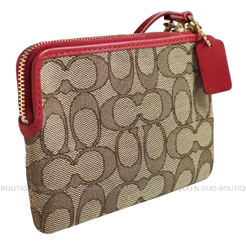 金鐸精品~2469 COACH 蔻馳 F53536卡其色織布經典C-LOGO圖紋小手拿包 全新品-3