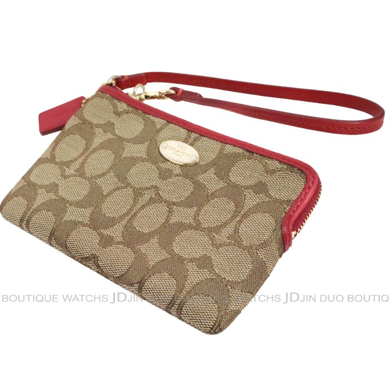 金鐸精品~2469 COACH 蔻馳 F53536卡其色織布經典C-LOGO圖紋小手拿包 全新品-4