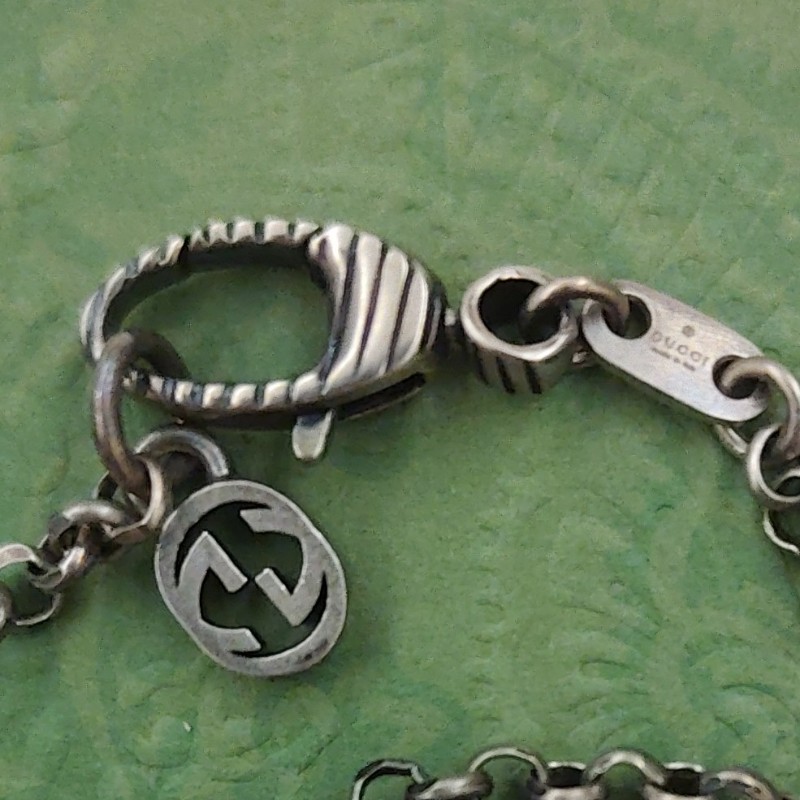 Gucci 鏤空雕花手鍊925銀-13