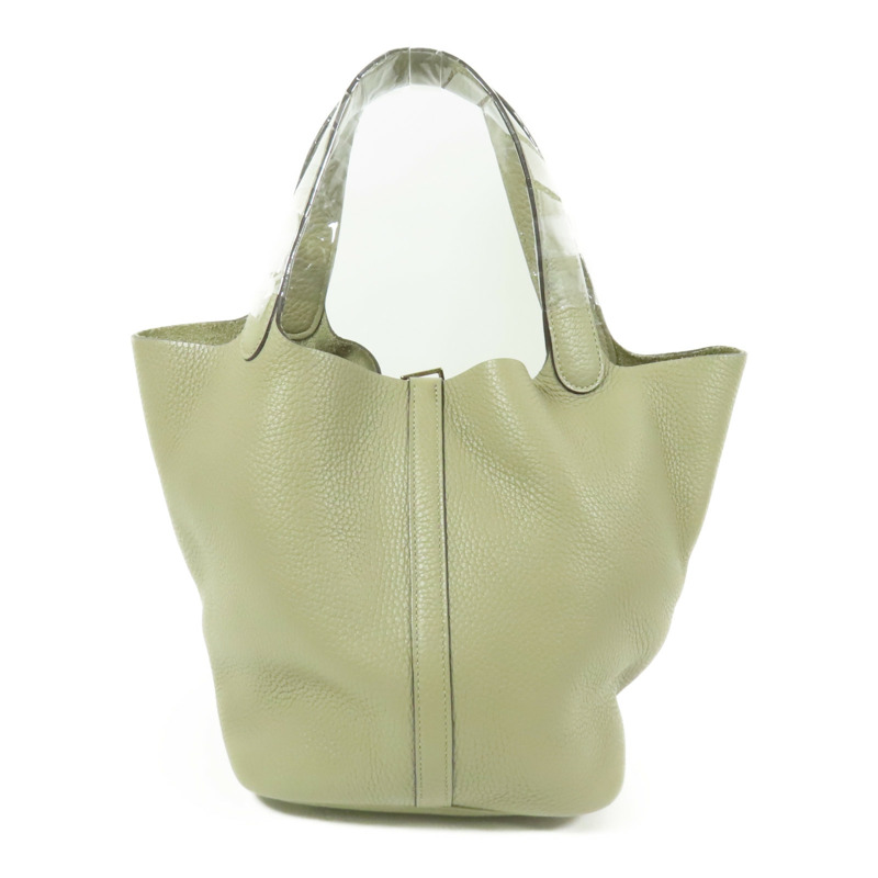 HERMES 【激減優惠】Clemence皮革Picotin MM銀扣手挽袋Sauge-1