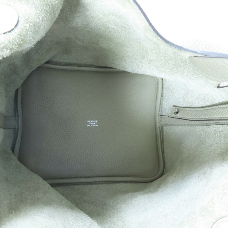 HERMES 【激減優惠】Clemence皮革Picotin MM銀扣手挽袋Sauge-4