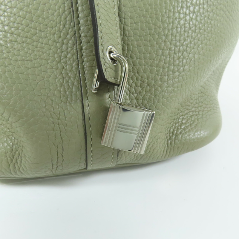 HERMES 【激減優惠】Clemence皮革Picotin MM銀扣手挽袋Sauge-11