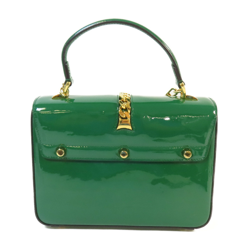 GUCCI 漆皮皮革Sylvie 1969 Bag金扣手挽肩背兩用袋-1