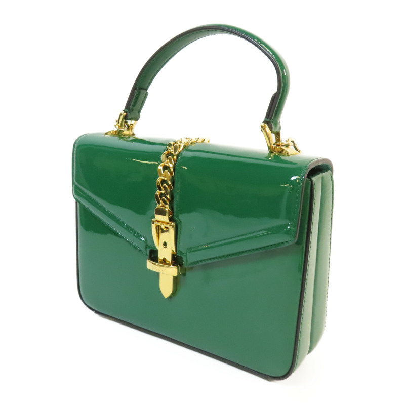 GUCCI 漆皮皮革Sylvie 1969 Bag金扣手挽肩背兩用袋-2