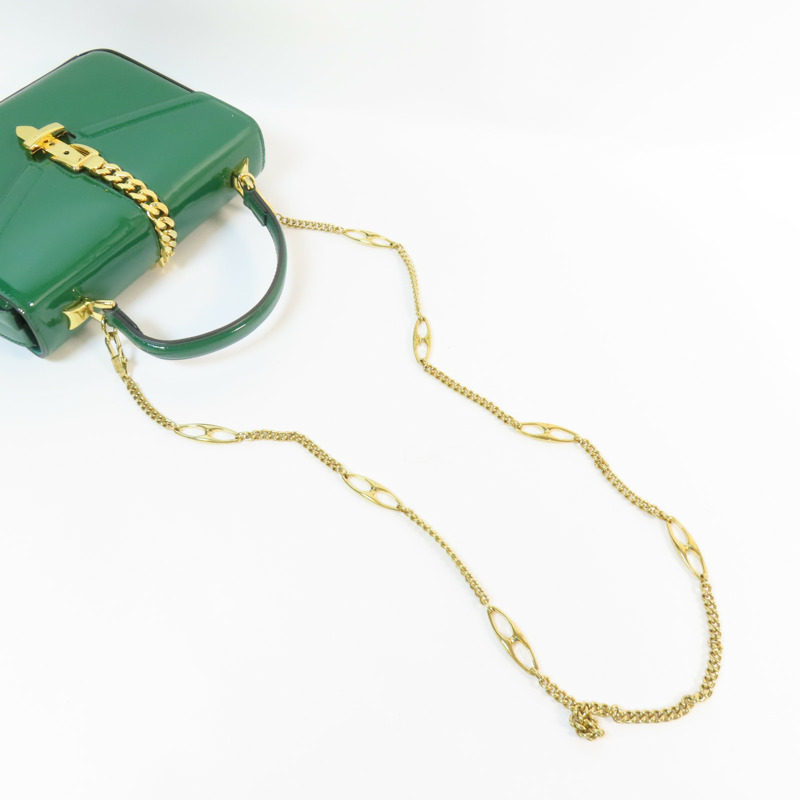 GUCCI 漆皮皮革Sylvie 1969 Bag金扣手挽肩背兩用袋-9