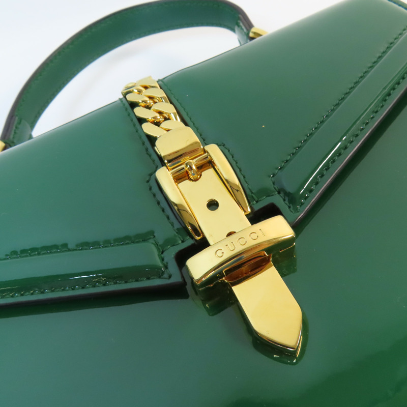 GUCCI 漆皮皮革Sylvie 1969 Bag金扣手挽肩背兩用袋-12