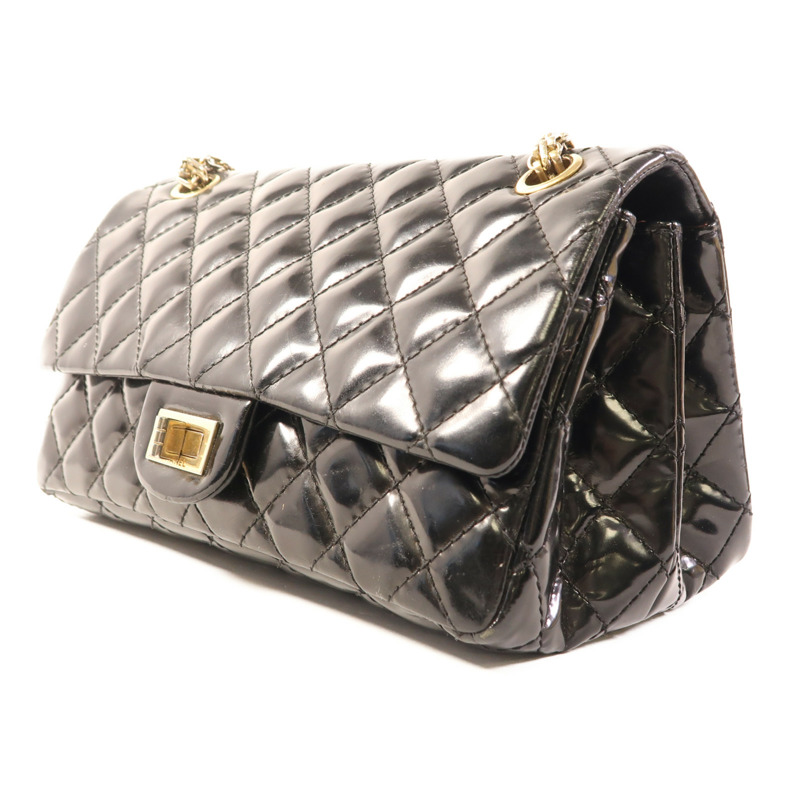 CHANEL 漆皮皮革2.55 Chain Shoulder金扣鏈帶肩背袋-2