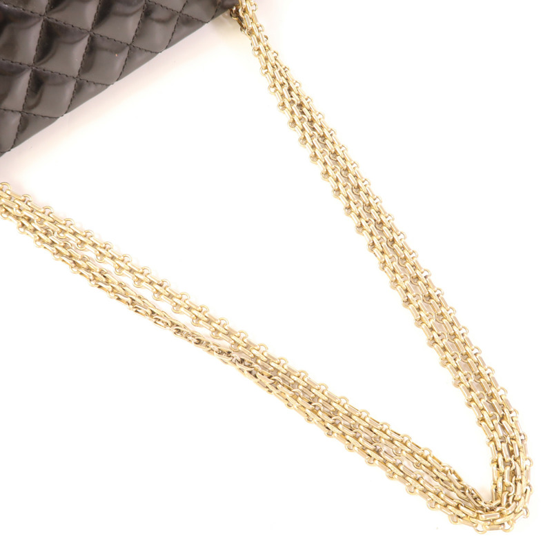 CHANEL 漆皮皮革2.55 Chain Shoulder金扣鏈帶肩背袋-7