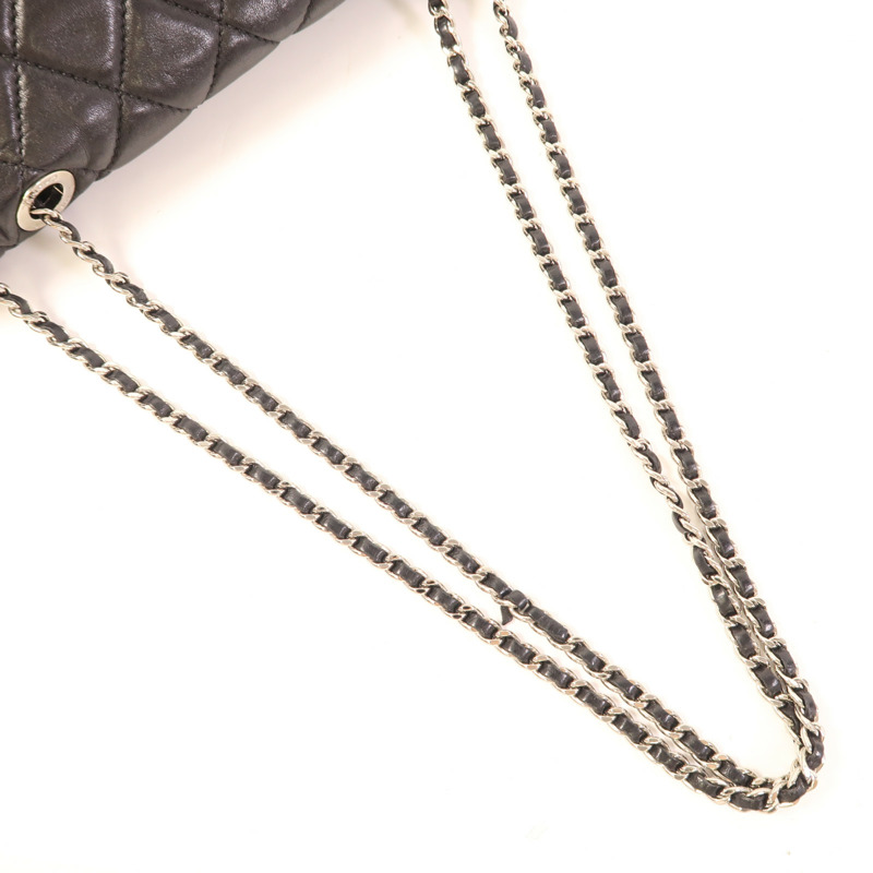 CHANEL 羊皮皮革Chain Shoulder銀扣鏈帶肩背袋-7