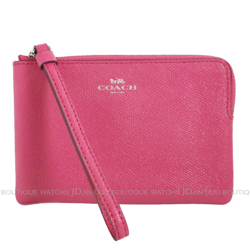 金鐸精品~2470 COACH 蔻馳 F58032 粉紅色荔枝皮紋小手拿包 全新品-0