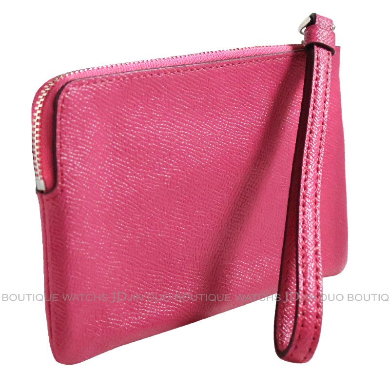 金鐸精品~2470 COACH 蔻馳 F58032 粉紅色荔枝皮紋小手拿包 全新品-3