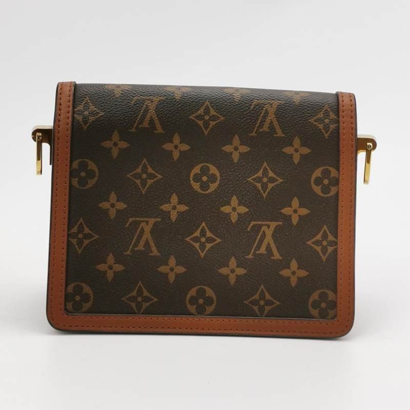 Louis Vuitton(LV) Dauphine達芙妮迷你牛皮拼色Monogram印花LV搭扣斜挎包單肩包芯片款-2