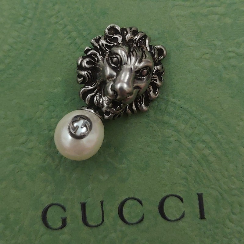 Gucci 獅頭袖扣925銀-0