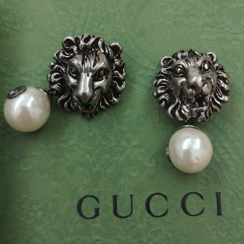 Gucci 獅頭袖扣925銀-1