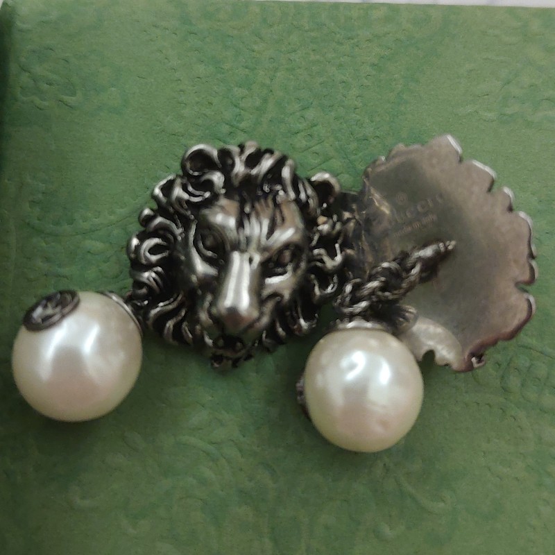 Gucci 獅頭袖扣925銀-2