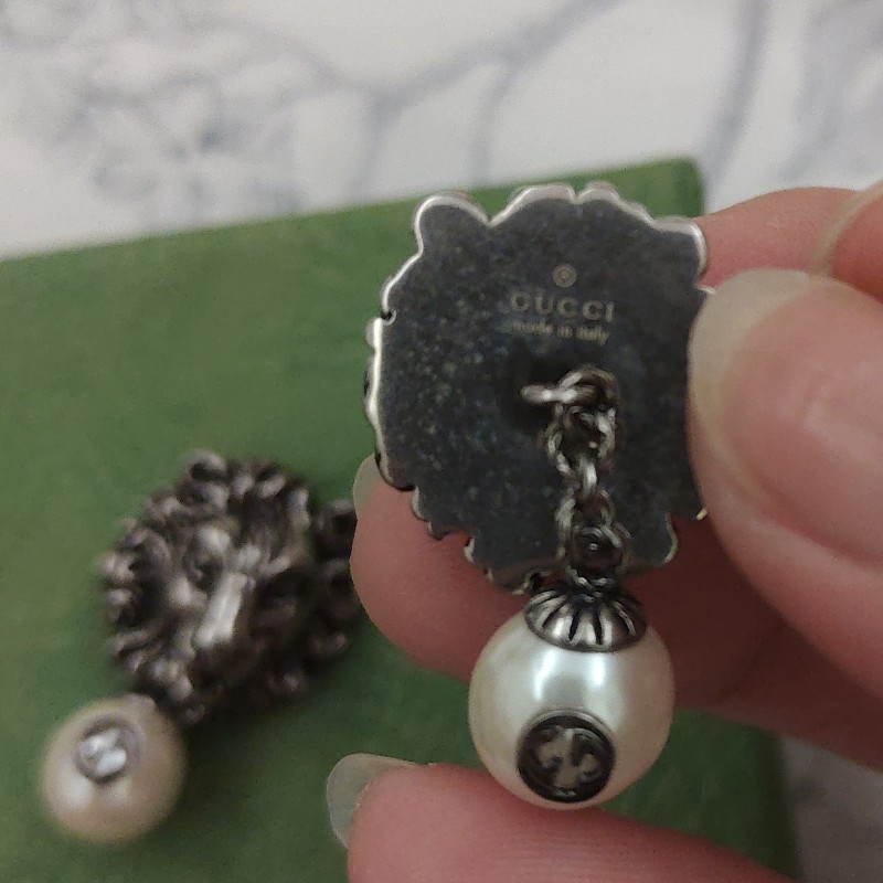 Gucci 獅頭袖扣925銀-3