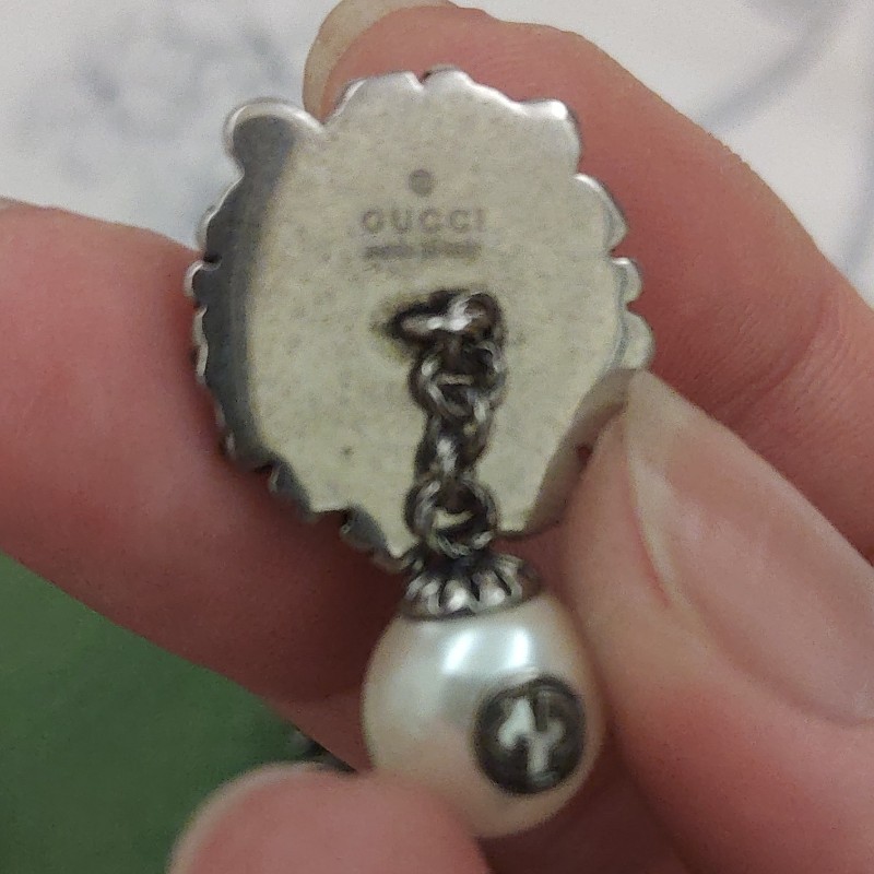 Gucci 獅頭袖扣925銀-4