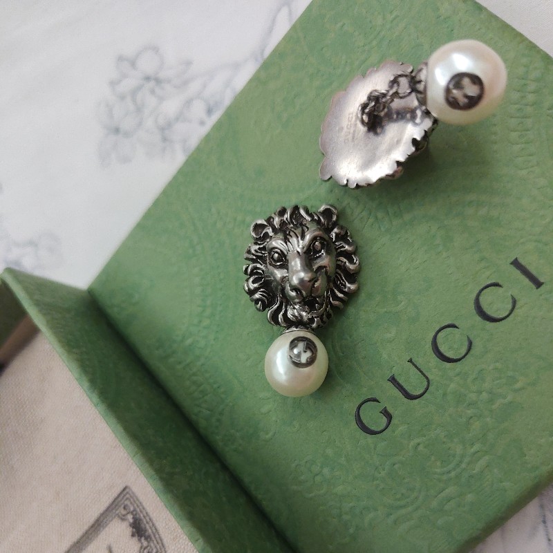 Gucci 獅頭袖扣925銀-13