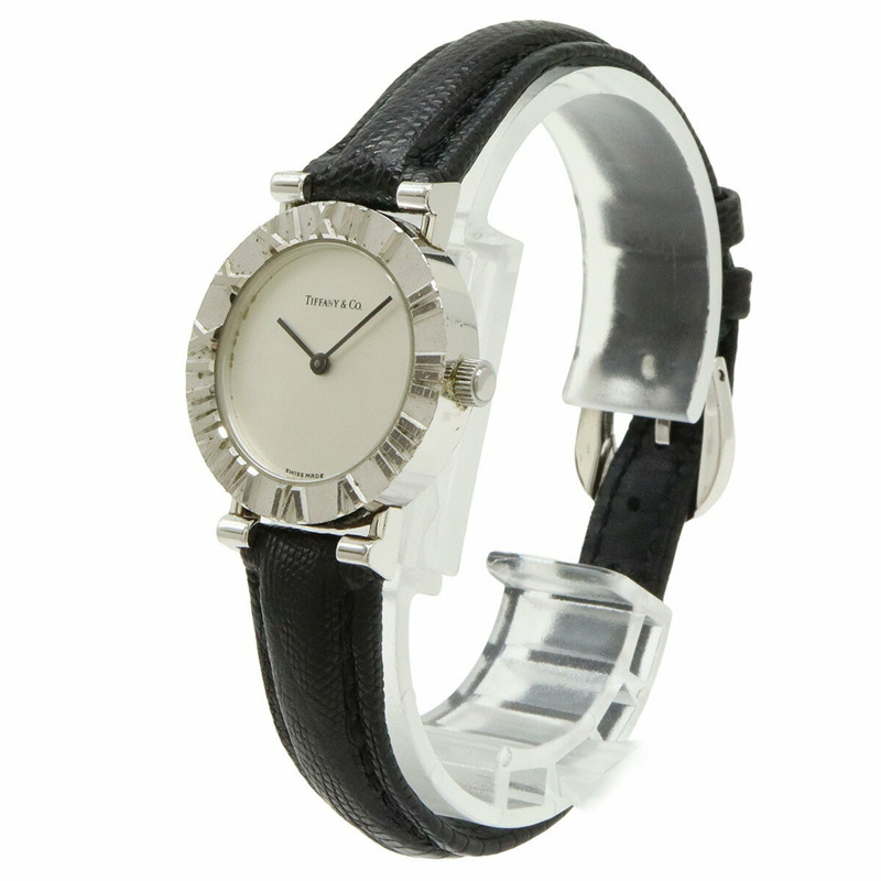 TIFFANY & Co. Tiffany Atlas 銀色錶盤 925 皮革錶帶女士石英錶 L0640-2