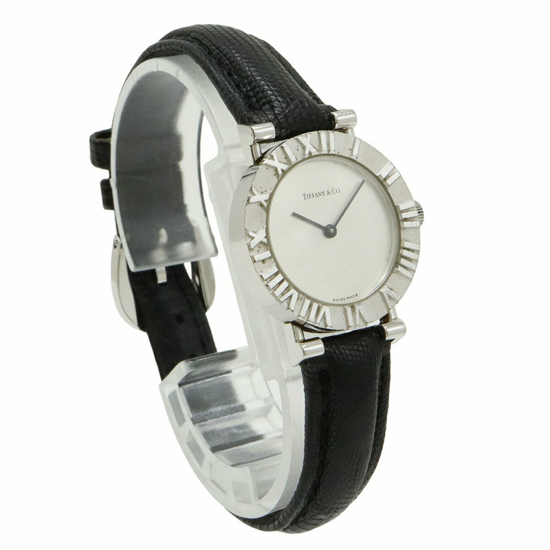 TIFFANY & Co. Tiffany Atlas 銀色錶盤 925 皮革錶帶女士石英錶 L0640-3