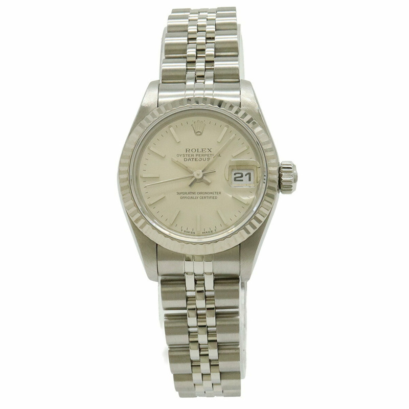 ROLEX 勞力士 Datejust 銀色錶盤不鏽鋼 18K 白金錶圈小姐自動腕錶 69174G-0