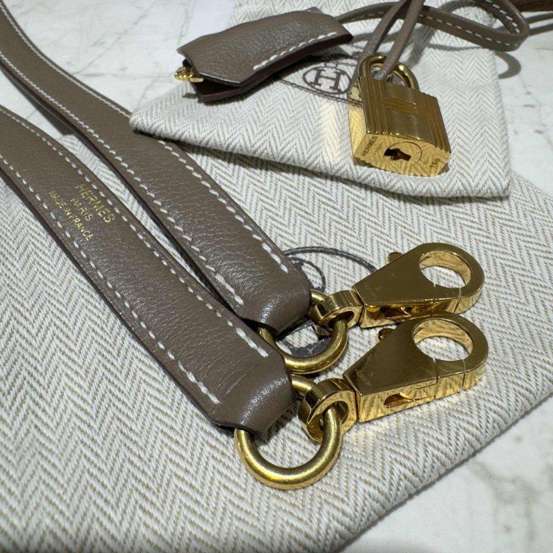 HERMES Evercolor Bolide25CM 金釦大象灰*手提斜背包-6