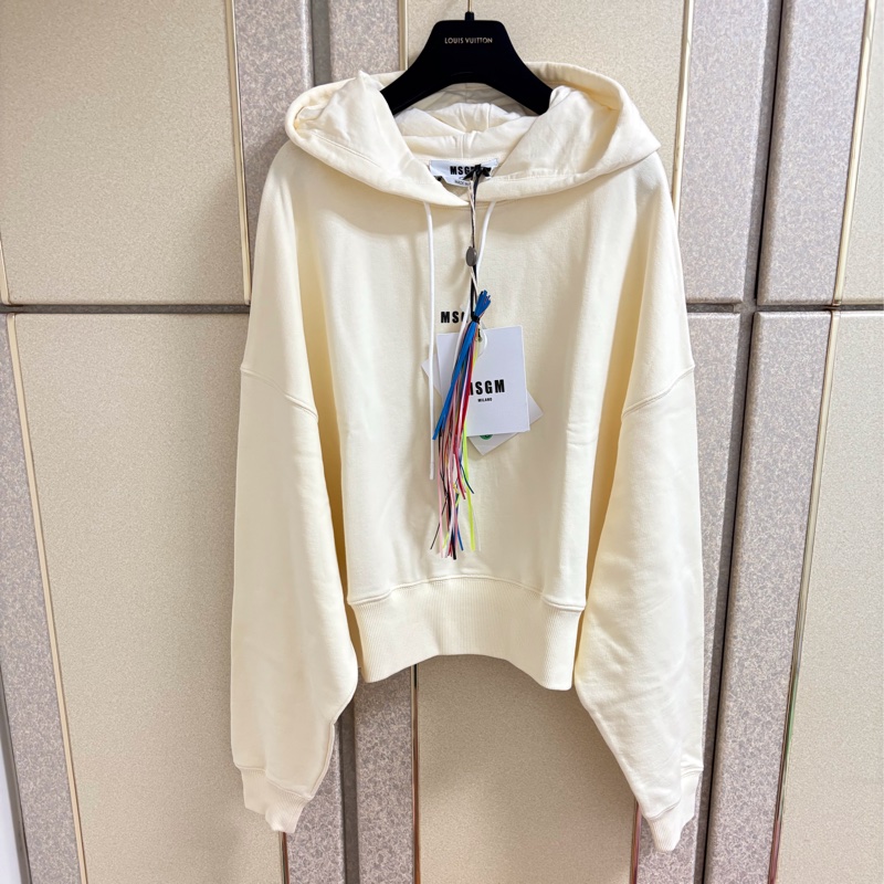 全新MSGM正品淡黃色質感連帽上衣 L號-0