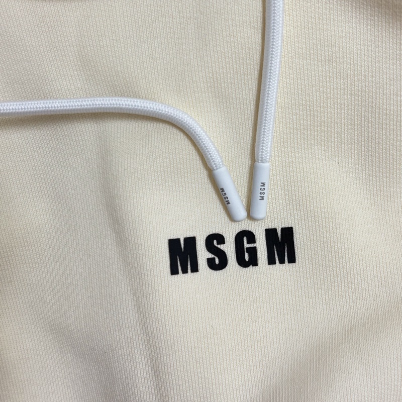 全新MSGM正品淡黃色質感連帽上衣 L號-2