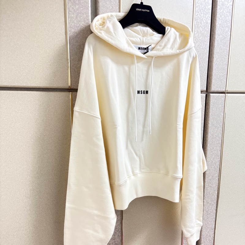 全新MSGM正品淡黃色質感連帽上衣 L號-4