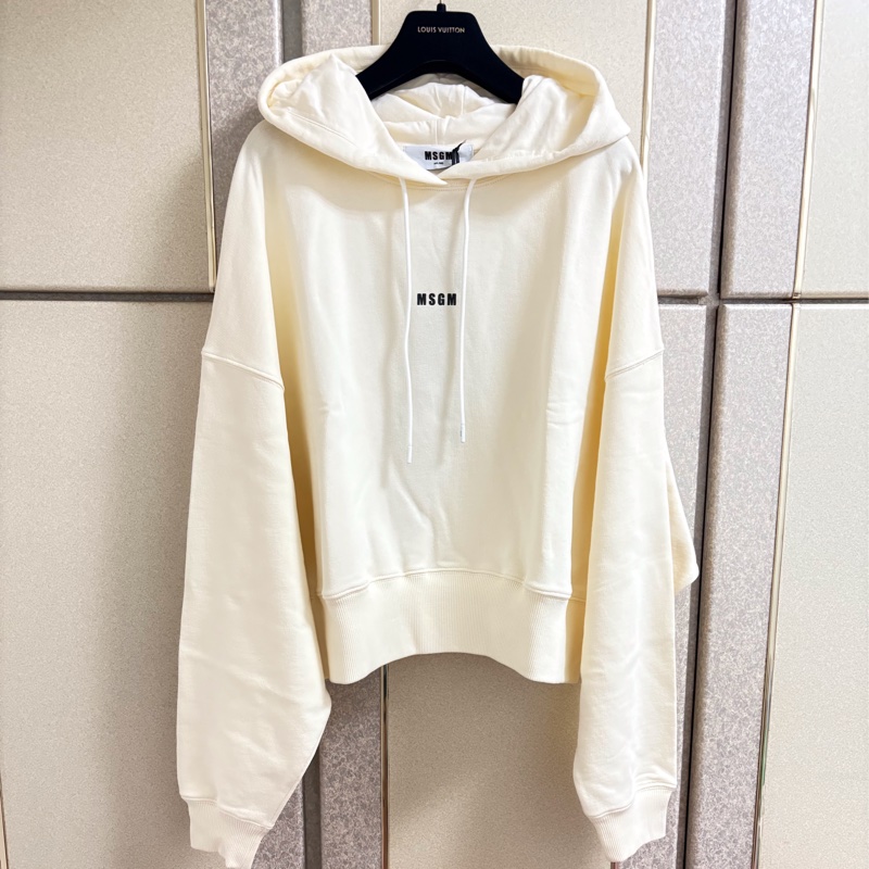 全新MSGM正品淡黃色質感連帽上衣 L號-5