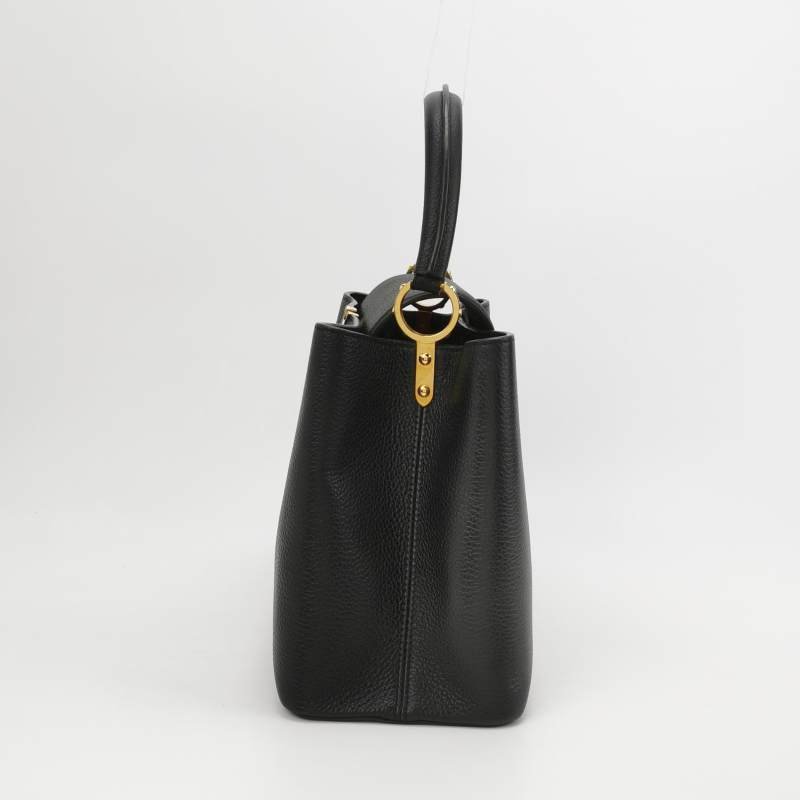 Louis Vuitton (LV) Capucines 大號 牛皮 純色金屬 LV搭扣 手提包-3