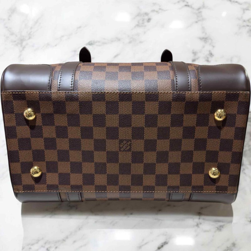 Louis Vuitton DamierBerkeley 深棋盤格鐵牌保齡球包手提肩背包N52000 (咖啡)-3