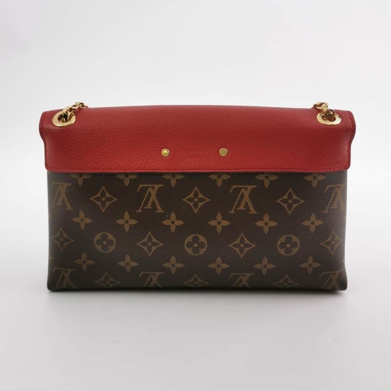 Louis Vuitton (LV) PALLAS 傳奇包 大號 牛皮植鞣革 老花拼皮 V型拼色 單肩包-4