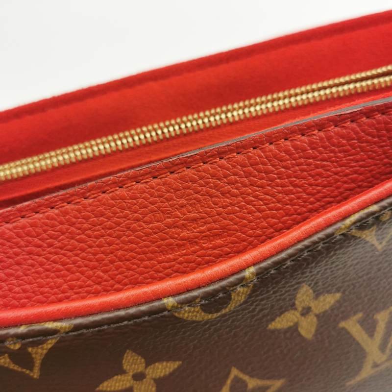 Louis Vuitton (LV) PALLAS 傳奇包 大號 牛皮植鞣革 老花拼皮 V型拼色 單肩包-6