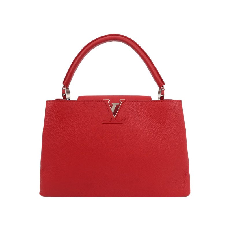 Louis Vuitton (LV) Capucines 大號牛皮 純色 金屬 LV搭扣 手提包-0