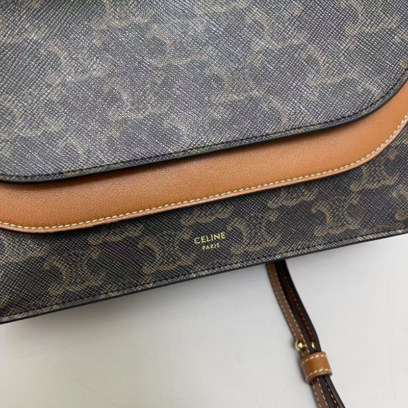 Celine 老花凱旋門焦糖色信封包斜背包-2