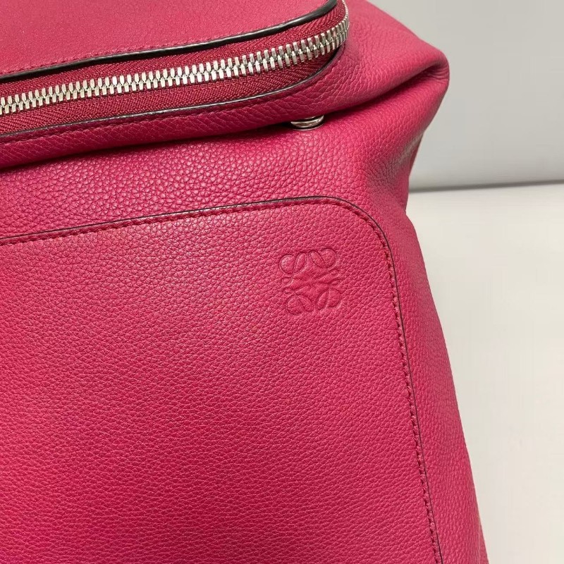 Loewe羅意威Goya系列牛皮荔枝紋樹莓色後背包雙肩包-3