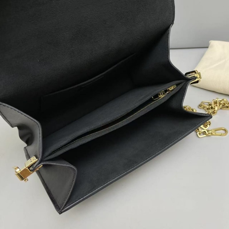 LV路易威登 黑丹寧 達芙妮中號1854黑色郵差包肩背包-8