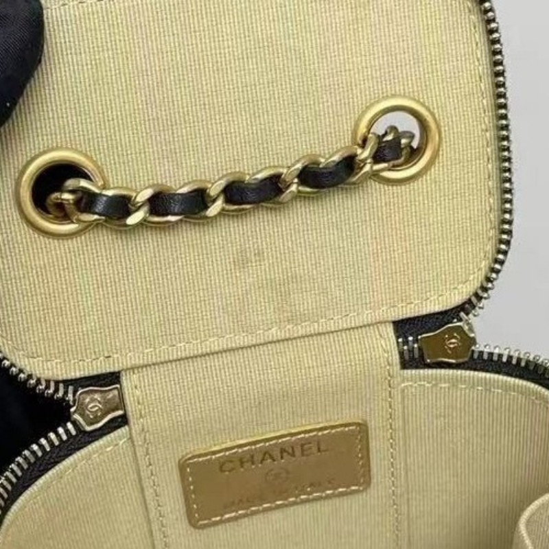 Chanel香奈兒 黑金全皮菱格mini金球盒子包 斜背包-11