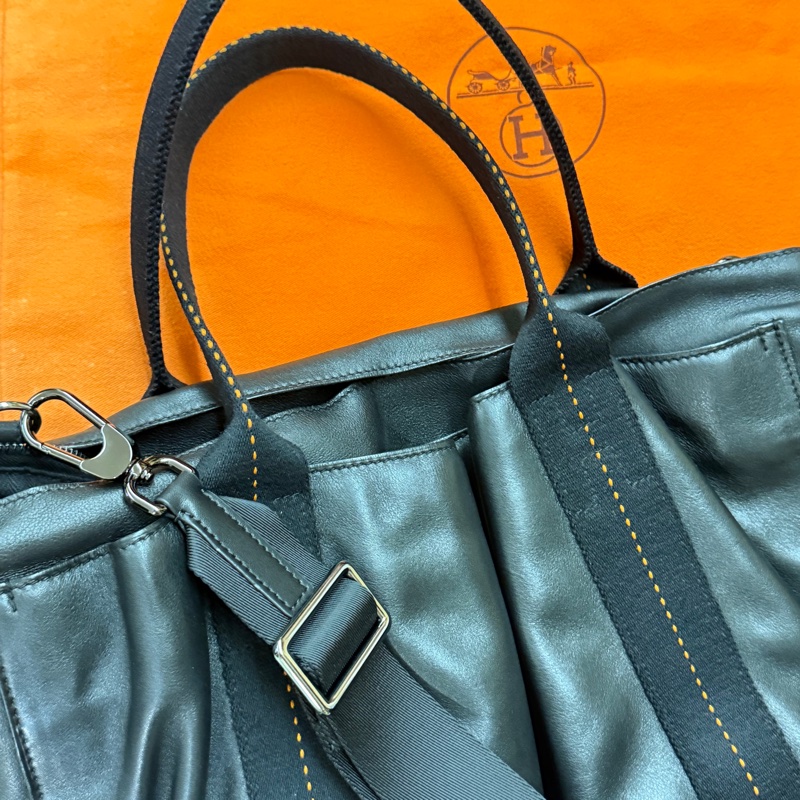 真品Hermès Caravan Horizontal MM 大款 愛馬仕小牛皮托特包 手提包 公事包 旅行包 咖啡包-6