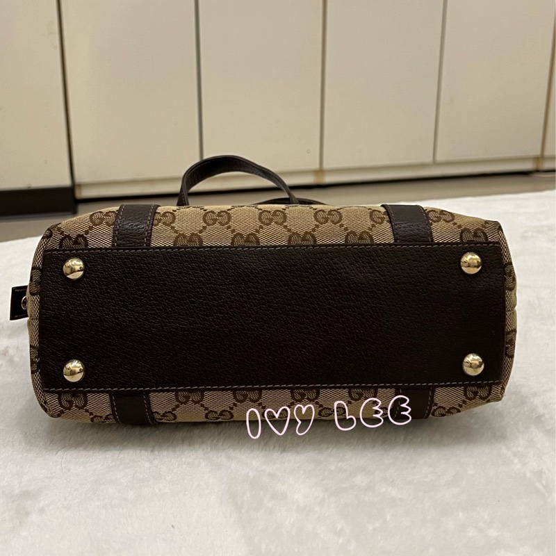 GUCCI 141471 GG 帆布托特包 小 手提包 肩背包 咖啡 正品 二手精品-2