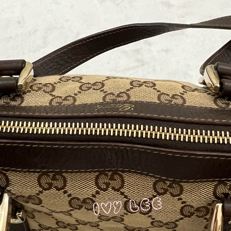 GUCCI 141471 GG 帆布托特包 小 手提包 肩背包 咖啡 正品 二手精品-4