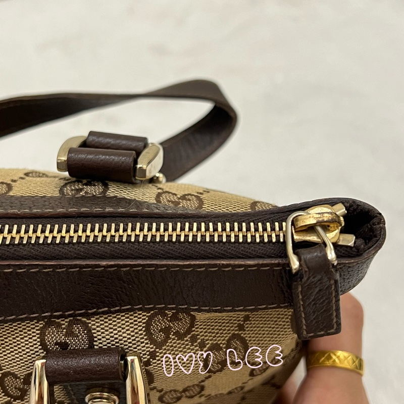 GUCCI 141471 GG 帆布托特包 小 手提包 肩背包 咖啡 正品 二手精品-5