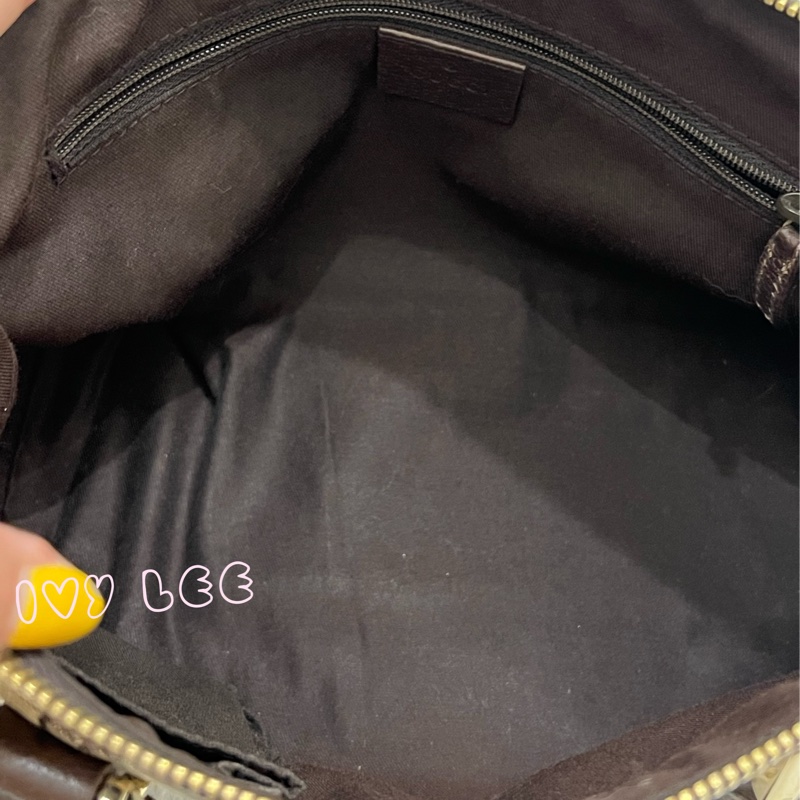 GUCCI 141471 GG 帆布托特包 小 手提包 肩背包 咖啡 正品 二手精品-8