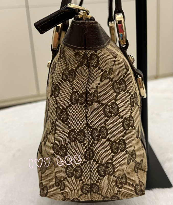 GUCCI 141471 GG 帆布托特包 小 手提包 肩背包 咖啡 正品 二手精品-12